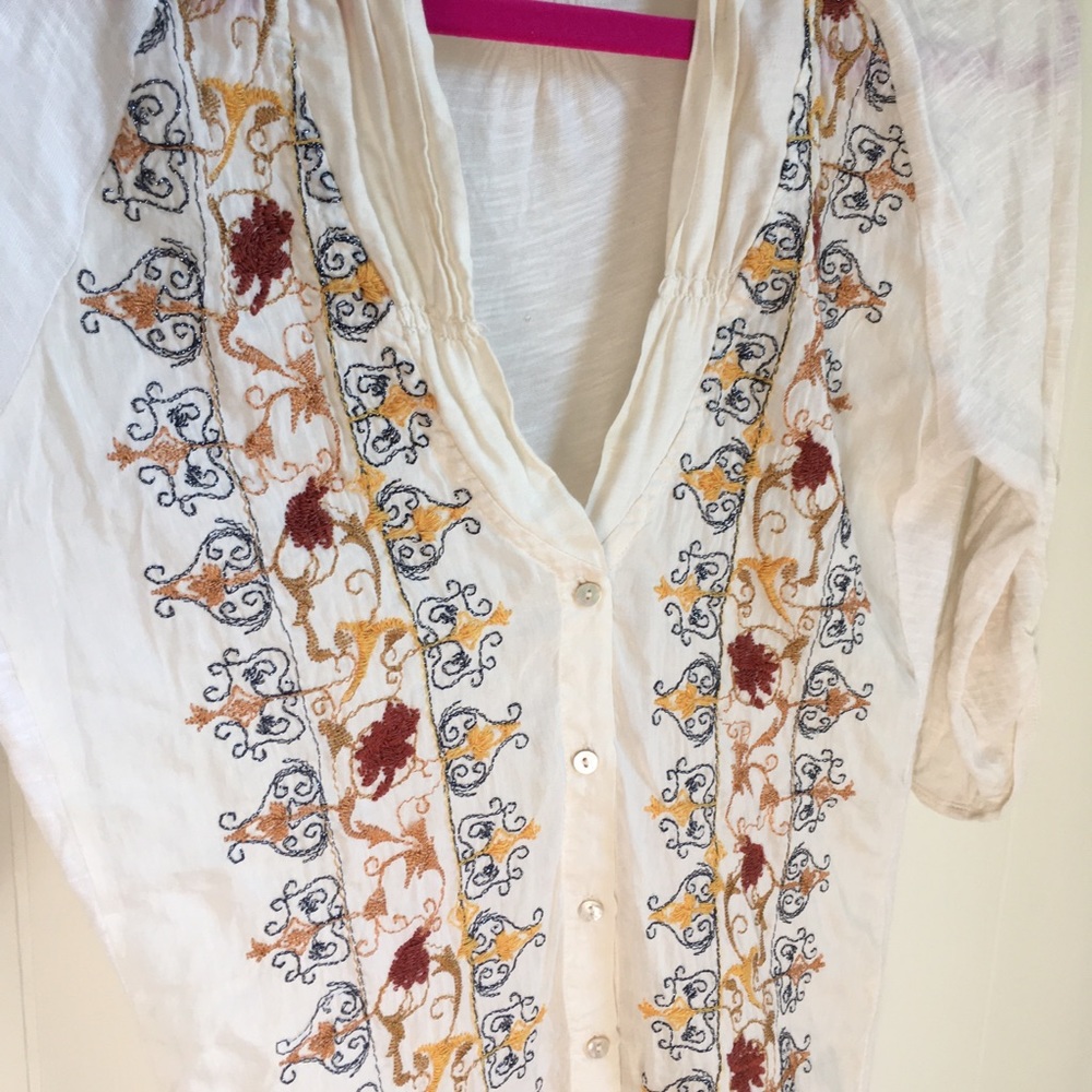 Anthropologie TINY Embroidered Button Down Blouse - Picture 2 of 16